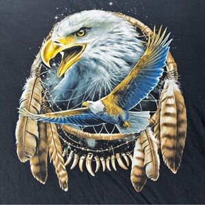 Distressed Bald Eagle Dream Catcher Vintage T Shirt DOM Size XL